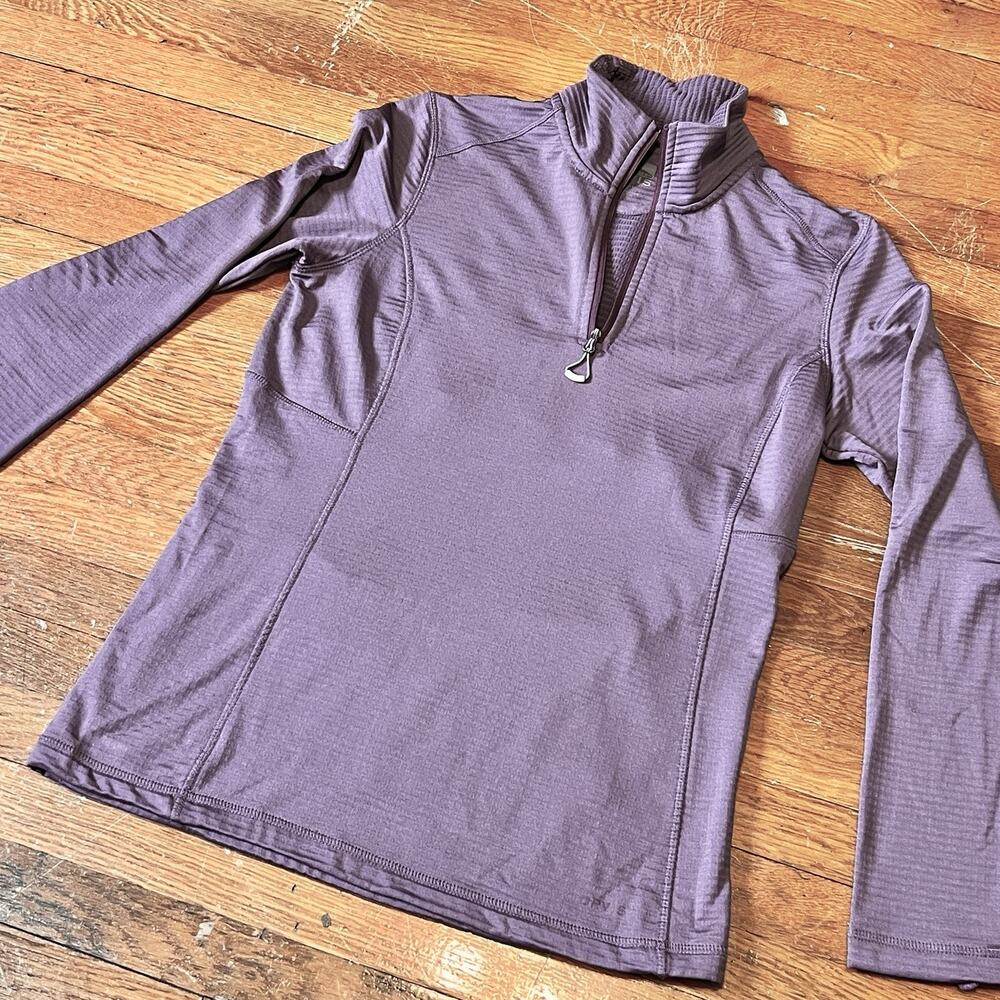 Orvis Women's Purple 3/4 Zip Sweatshirt Thumb Slit Back Pocket Yoga M